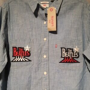 Levis The‎ Beatles Abbey Road Chambray Shirt Womens XL Boyfriend Fit Blue Denim